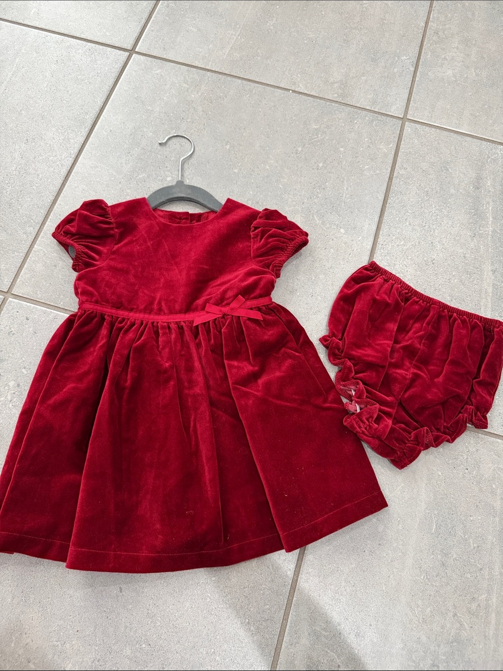 Starting Out Red Velvet Formal Dress with Bloomer